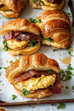 Killer Maple Mustard Croissant Breakfast Sandwiches Breakfast Club Sandwich, Breakfast Work Party, Breakfast For Thanksgiving Morning, Gourmet Brunch Recipes, Breakfast Ideas Weekend, Italian Breakfast Ideas, Thanksgiving Day Breakfast, Fancy Breakfast Ideas Brunch Party, Croissants Ideas