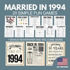 a poster with the words married in 1994, and two different times to go on it