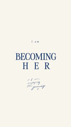 a book cover with the title i am becoming her written in blue ink on white paper