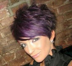 Short Plum Hair, Haircut Long Bangs, Pixie Haircut Long, Red Bobs, Thick Hairstyles, Bangs Ideas, Longer Pixie Haircut, Plum Hair, Haircut Long