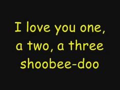 a black background with the words i love you one, two, three, and shoe - do