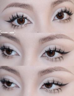 Cute White Liner Makeup, Eyebags Makeup, Spiky Eyelashes, Eye Bag Makeup, Maquillage On Fleek, Douyin Makeup, Swag Makeup, Smink Inspiration, Ethereal Makeup