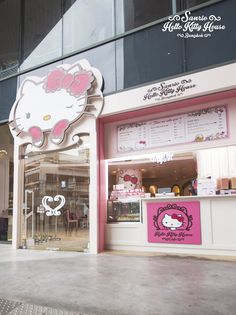 there is a hello kitty store on the street