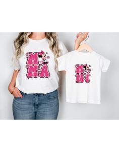 Disney Mama and Mini Matching Shirts - beecutebaby Mom Daughter Trip, Bee Cute, Cake Smash Theme, Spring Birthday Party, Blue Birthday Parties, Mama And Mini, Trip Shirts, Happy First Birthday, Minnie Shirt