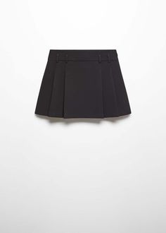 Pleated mini-skirt - Women | Mango USA Office Mini Skirt With Pleats, Office Mini Skirt With Pleated Detail, Office-appropriate Pleated Mini Skirt, Lined Mini Skirt, Office Mini Pleated Skirt, Mini Length Pleated Skirt For Workwear, Mini Pleated Skirt For Workwear, Relaxed Pleated Mini Skirt, Chic Relaxed Mini Tennis Skirt