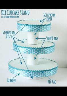 three tiered cake stand with instructions on how to make the top layer and bottom part