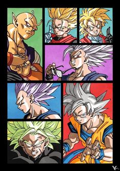 the dragon ball characters are all different colors