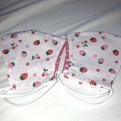 I Have A Total Of Two Of Theseplease Indicate Which One You Want! Great For Back To School. Feel Free To Ask Questions, Submit An Offer Or Bundle With Other Items From My Closet To Receive 20 Percent Off. Strawberry Face Mask, 20 Percent Off, My Closet, Face Masks, Pink White, Back To School, Face Mask, Mask, Feel Free