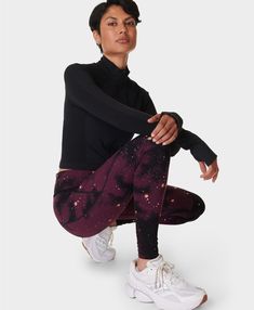 Power Gym Leggings - Purple Ditsy Sun Print | Women's Leggings | Sweaty Betty Sport Gym