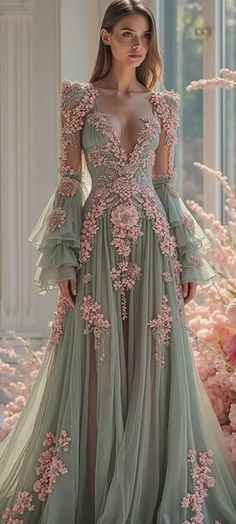 Flowers Bride, Chic Evening Dress, Diy Wedding Dress, Fairytale Fashion, Fantasy Dresses, Chic Flowers, Best Dresses, Fancy Dress Design