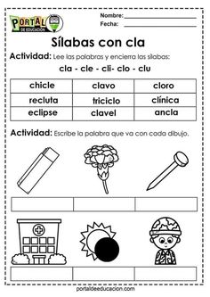 spanish worksheet with pictures and words