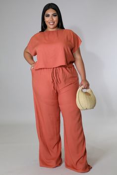 Two Piece Outfits Pants High Waist, Linen Pants Set, Plus Size Elegant Dresses, 2piece Outfits, Cropped Linen Pants, Elegante Casual, Africa Fashion, Crop Top Outfits, Plus Size Fashion For Women