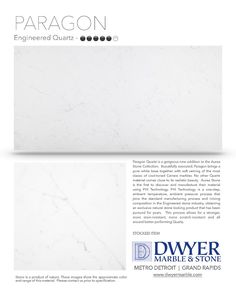 the white marble tile is shown in this brochure, which features an image of a