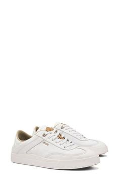 Bring retro nostalgia to your weekend looks with this lace-up sneaker featuring a cushy gel insert and a washabled footbed for easy cleaning. Removable, cushioned insole with arch support Leather upper/textile lining/rubber sole Imported Comfortable White Sneakers With Gum Sole, Leather Sneakers With Rubber Waffle Outsoles For Everyday, Everyday Low-top Sneakers With Rubber Waffle Outsoles, Low-top Sneakers With Rubber Waffle Outsoles, Casual Everyday Sneakers With Waffle Outsoles, Lace-up Sneakers With Removable Insole And White Sole, White Lace-up Skate Shoes With Rubber Waffle Outsoles, White Lace-up Sneakers With Woven Sole, White Sole Lace-up Sneakers With Arch Support