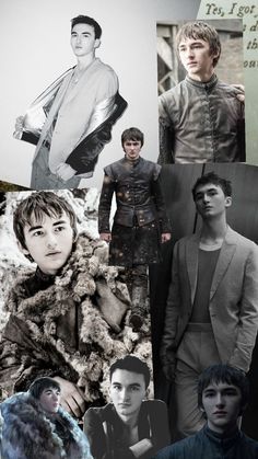 the collage shows many different people in black and white outfits, with one man wearing a fur coat