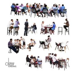 a group of people sitting at different tables