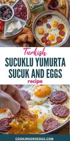 Simple yet delicious Turkish breakfast dish made with spicy, aromatic sausage and perfectly cooked sunny-side-up eggs.