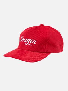 seager big red cotton corduroy snapback hat kempt athens ga georgia men's clothing store Classic Red Cotton Hat, Classic Red Cotton Baseball Cap, Red Cotton Hats With Curved Bill, Red Cotton Hat With Curved Bill, Red Cotton Baseball Cap With Embroidered Logo, Red Cotton Hat With Embroidered Logo, Vintage Red Cotton Hat, Red Vintage Cotton Hat, Hey Good Lookin