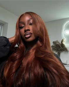 Dark Skin Color Wig, Fall Hair Black Women Braids, Wigs For Black Women Ginger, Ginger Brown Wig Black Women, Wigs For Black Women Dark Skin, Ginger Dark Brown Hair, Wig Colors On Dark Skin Women, Ginger Wig Dark Skin, Copper Brown Hair Dark Skin