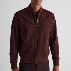 Size Xl Brand New With Tags Men's Express Faux Suede Bomber Jacket Coat Pockets Burgundy Wine Full Zip Burgundy Winter Outerwear With Zipper Closure, Burgundy Zipper Closure Outerwear For Winter, Classic Burgundy Winter Outerwear, Casual Burgundy Outerwear With Pockets, Burgundy Jacket, Coat Pocket, Burgundy Wine, Jacket Coat, Mens Coats