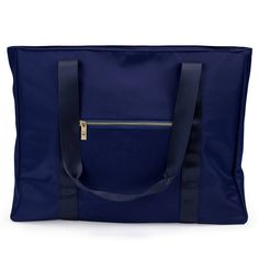 Badgley Mischka Nylon Travel Weekender Bag - Navy Blue Blue Rectangular Nylon Shoulder Bag, Blue Nylon Rectangular Shoulder Bag, Blue Nylon Shoulder Bag For Travel, Blue Nylon Travel Bag, Blue Nylon Shoulder Bag With Zipper, Navy Nylon Shoulder Bag For Travel, Packable Blue Nylon Bag, Navy Nylon Bags With Zipper Closure, Blue Nylon Travel Bag With Zipper Closure