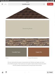 the homepage for this website shows different types of roofing materials and their colors