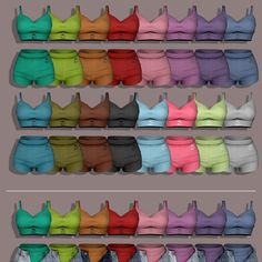 several different colored bras are on display