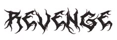 the word ravenge written in black ink on a white background with spooky letters