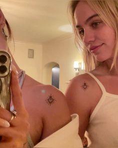 sabquesada and emmabrooks Aesthetic Tattoo Ideas, Catholic Tattoos, Unique Tattoo Ideas, Sacred Heart Tattoos, 20 Aesthetic, Bold Artwork, Matching Tattoo, Discreet Tattoos, Dainty Tattoos