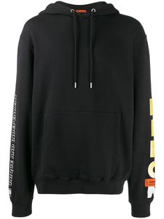 Black cotton Flame face hoodie from HERON PRESTON featuring a hood with drawstring tie fastenings, long sleeves and a ribbed hem and cuffs. Hoodie Outfit Aesthetic, Heron Preston, Hoodie Outfit, Mens Activewear, Print Hoodie, Preston, Outfits Aesthetic, Hoodie Print, Black Hoodie