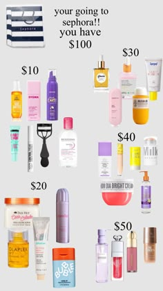 Best Cheap Skincare Products, Stuff To Get From Sephora, Best Things To Get At Sephora, Preppy School Makeup, Skincare Stuff To Buy, Sephora Best Products, Makeup To Buy From Sephora, Preppy Things To Buy At Sephora, Skin Care Shopping List