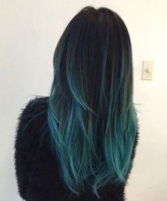 Streaks Of Blue In Hair, Balayage Green Hair, Blue Streaks In Hair, Hair Color Dark Blue, Blue And Green Hair, Turquoise Hair Color, Underlights Hair, Blue Ombre Hair, Latest Hair Color