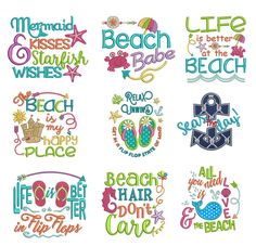 embroidery designs for beach related items