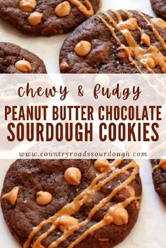 chewy and fudge peanut butter chocolate sourdough cookies