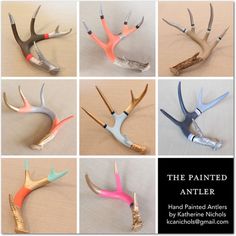 the painted antlers are all different colors and sizes