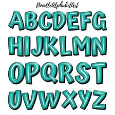 Clipart letters Alphabet Free Printable, Kindergarten Alphabet, Clipart Letters, Doodle Art For Beginners, Bubble Letter Fonts, Green Letters, Football Banner