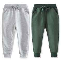 two pairs of baby boys'sweatpants with drawstrings on the bottom