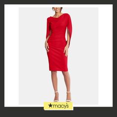 in stock Chic Red Formal Bodycon Dress, Elegant Red Bodycon Dress For Cocktail, Red Midi Length Bodycon Dress For Formal Occasions, Elegant Red Bodycon Dress, Elegant Red Bodycon Evening Dress, Red Sheath Dress For Dinner, Red Sheath Dinner Dress, Chic Red Sheath Bodycon Dress, Red Knee-length Bodycon Dress For Formal Occasions