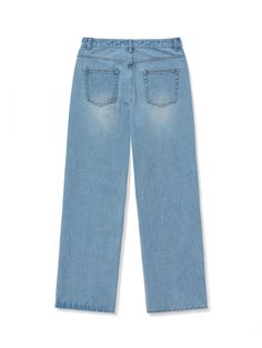 Cut for semi-wide silhouette, these classic five-pocket jeans work well to create trendy styling. They are finished with natural washed color for versatile use.- Zip and button fastening- Five pockets- Semi-wide fit Washed Blue Jeans With Frayed Hem In Rigid Denim, Washed Blue Straight Leg Bottoms With Frayed Hem, Straight Rigid Denim Bottoms With Frayed Hem, Washed Blue Bottoms With Five Pockets Standard Cut, Washed Blue Flare Jeans With Five Pockets, Denim Blue Jeans With Frayed Hem, Washed Blue Straight Leg Jeans With Frayed Hem, Denim Blue Rigid Denim Jeans With Frayed Hem, Denim Pants With Frayed Hem And Standard Cut Leg