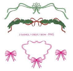 two sashes, i cristi bow - png machine embroidery design set