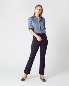 Faye Flare Cropped Pant in Navy Ponte Knit Ann Mashburn, Clothing Catalog, Kick Flares, Cropped Flares, Sweater Pants, Sweater Weather, Scream, Cropped Pants, Outerwear Jackets