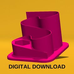 a pink object sitting on top of a yellow background with the words digital download below it