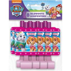 paw patrol blowouts 8 - pack with 6 packs of pink toothpaste for kids