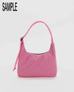 Mini Nylon Shoulder Bag : Azalea Pink - Baggu Baggu Medium Crescent Bag, Baggu Mini Crescent Bag, Baggu Crescent Bag Black, Baggu Mini Nylon Shoulder Bag, Baggu Sport Crossbody Bag, Baggu Bags, Nylon Shoulder Bag, Pink Shoulder Bag