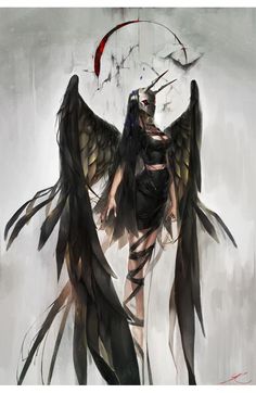 an artistic painting of a woman with wings