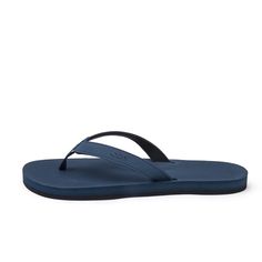 a pair of blue flip flops with black straps