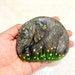 a hand holding a rock with grass growing out of it