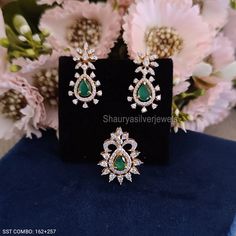 ---------product description --------- metal: 925 sterling silver stones: aaa+ grade high-quality synthetic diamond screw type: bombay screw Diamond Hanging Earrings, Diamond Earrings Indian, Antique Gold Earrings, Emerald Earrings Drop, Diamond Earrings Design, Diamond Pendant Sets, Synthetic Diamond, Pendant Earring, Earrings Design