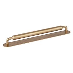 an antique brass toilet roll holder on a white background with clipping for the handle