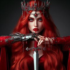 Redhead Art, Crown Aesthetic, Cute Owls Wallpaper, Gothic Looks, Fantasy Wall Art, Angel Warrior, Gothic Models, Female Character Inspiration